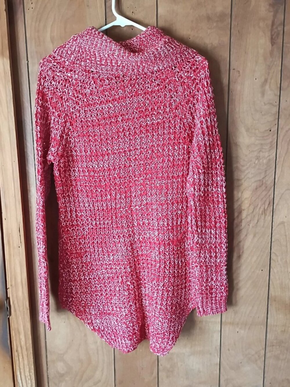 Rue21 Women’s Medium Red White Marled Knit Cowl Neck Sweater - Picture 4 of 4